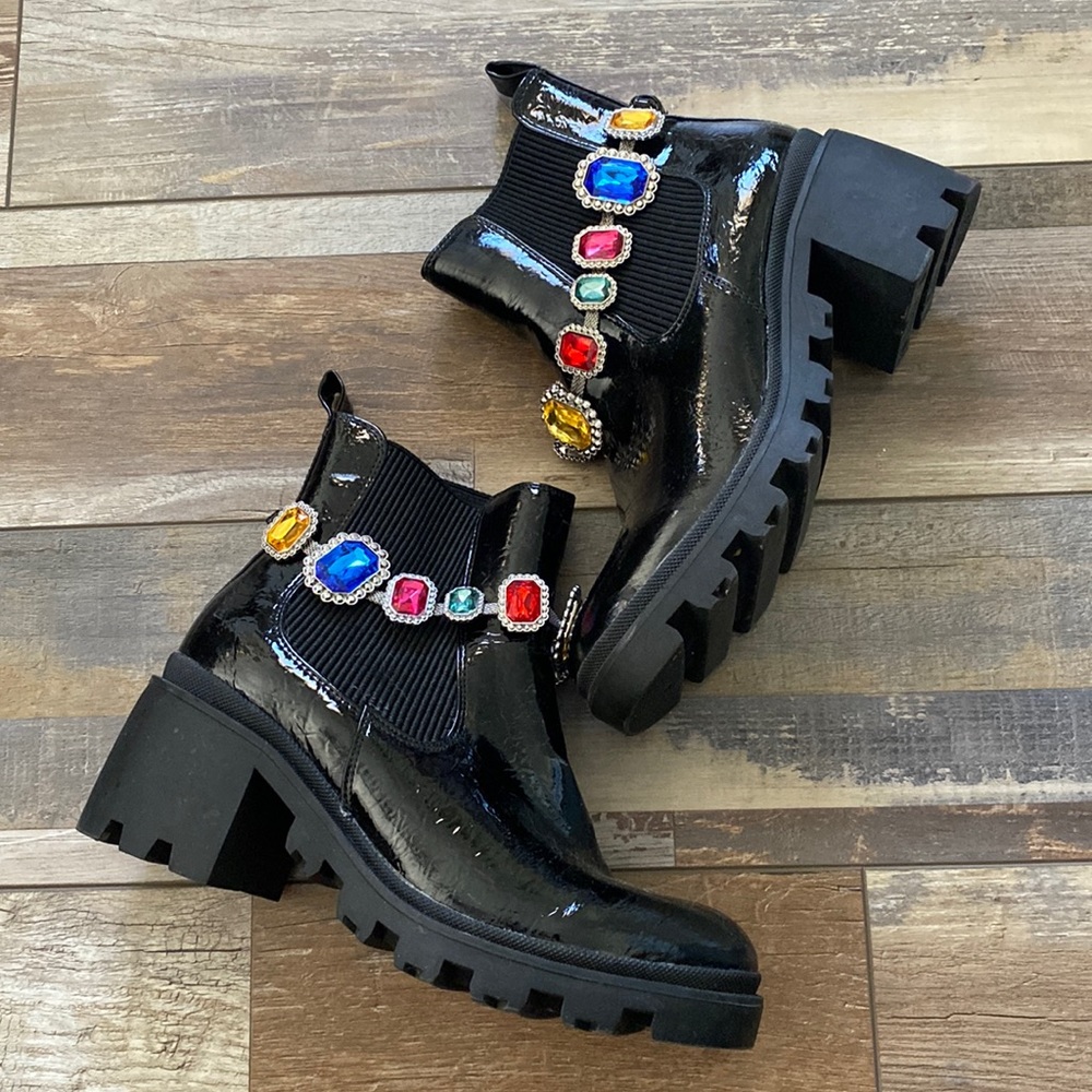 Betsey Johnson Jeweled Chunky Boots